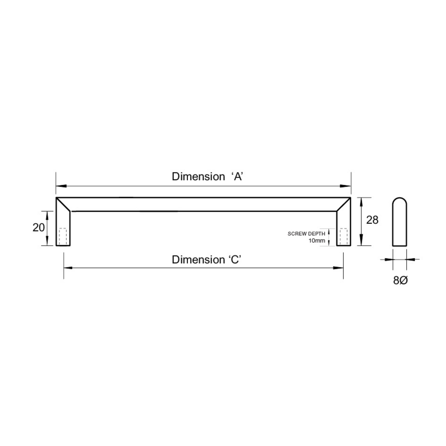 Kethy 8mm stainless steel round flush ends handle – modern recessed cabinet handle for kitchens, wardrobes, and furniture