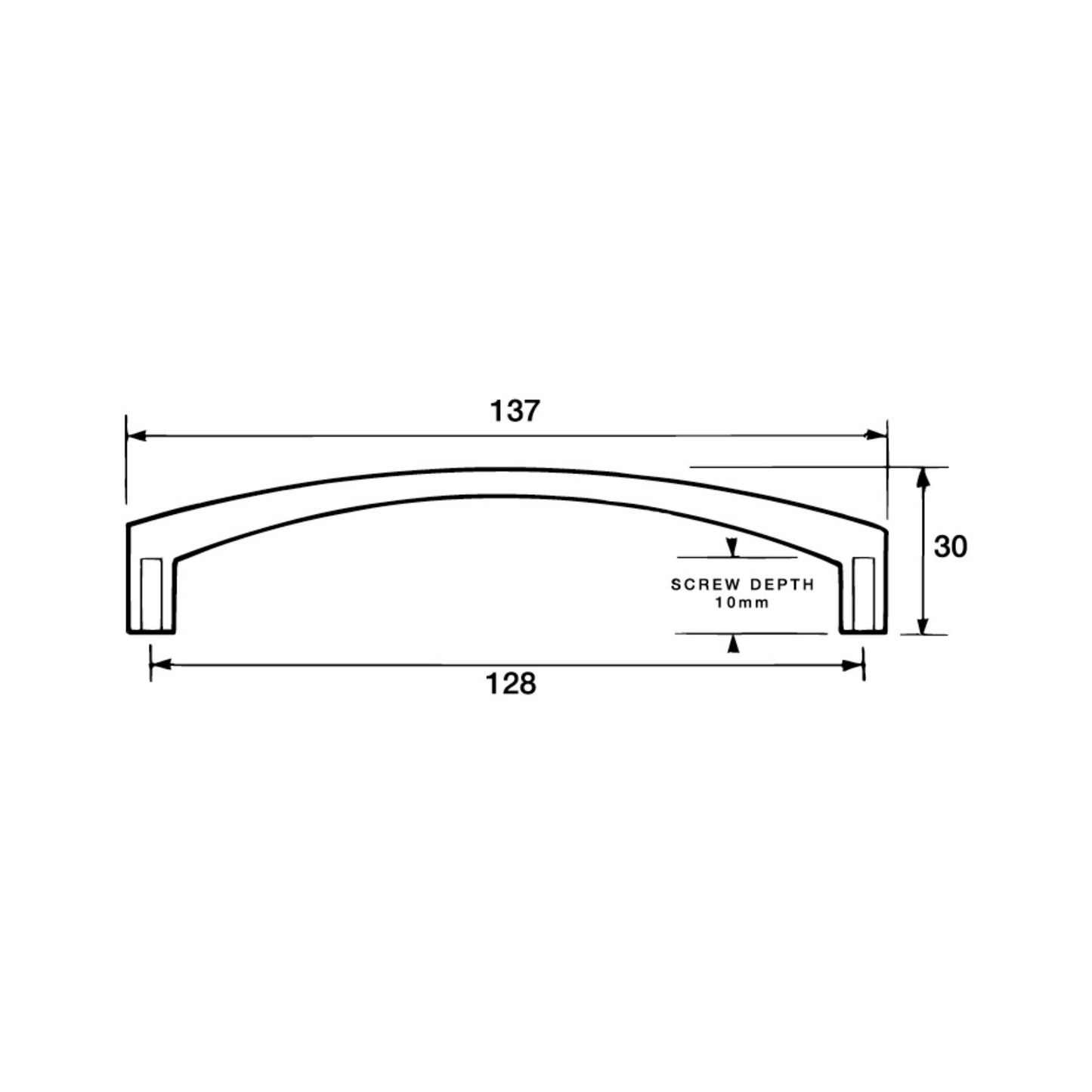 Kethy arched D handle 128mm curved cabinet pull handle for kitchen cabinets and drawers in modern metal finish