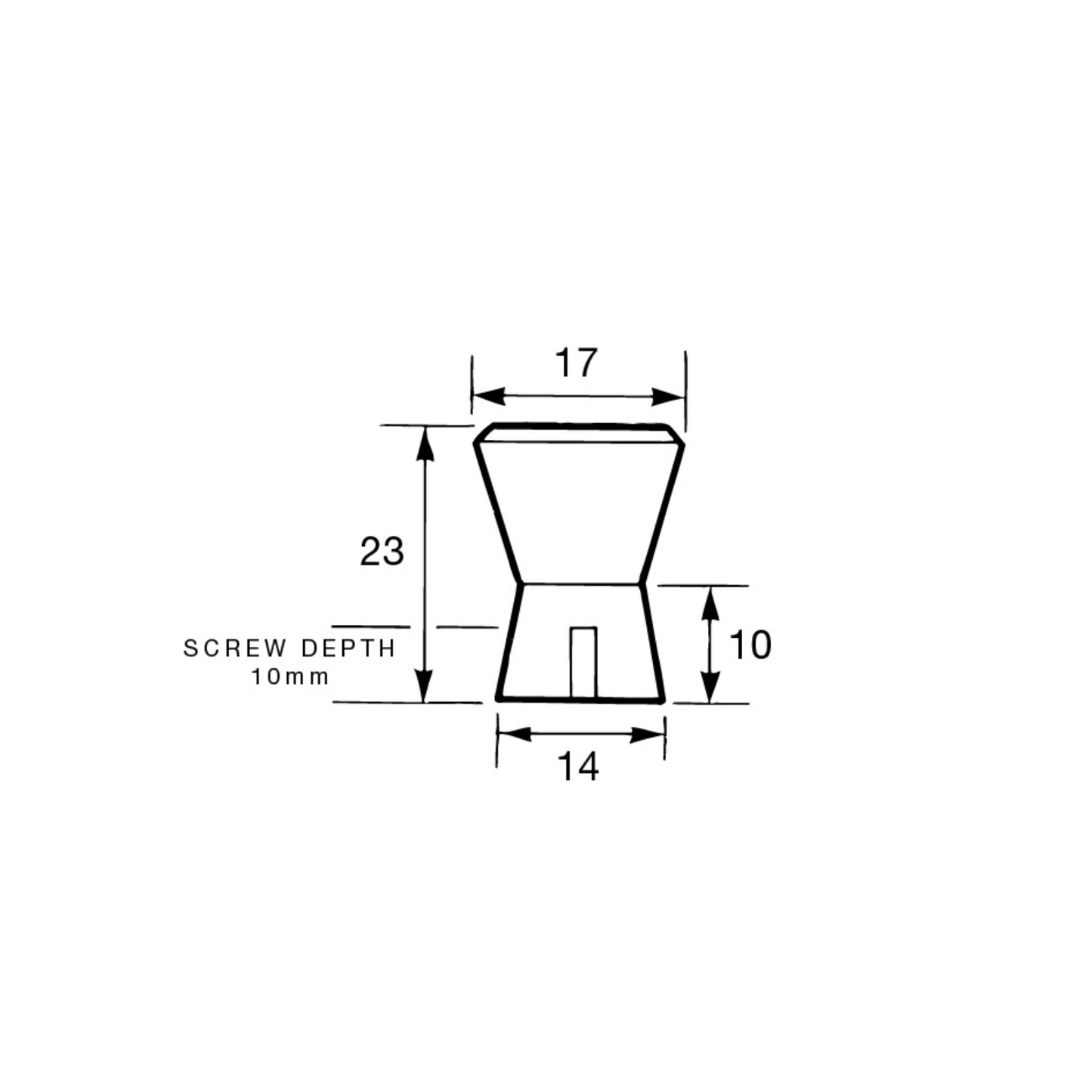 Kethy 17mm hourglass-shaped cabinet knob for drawers and cupboards, modern decorative furniture hardware knob