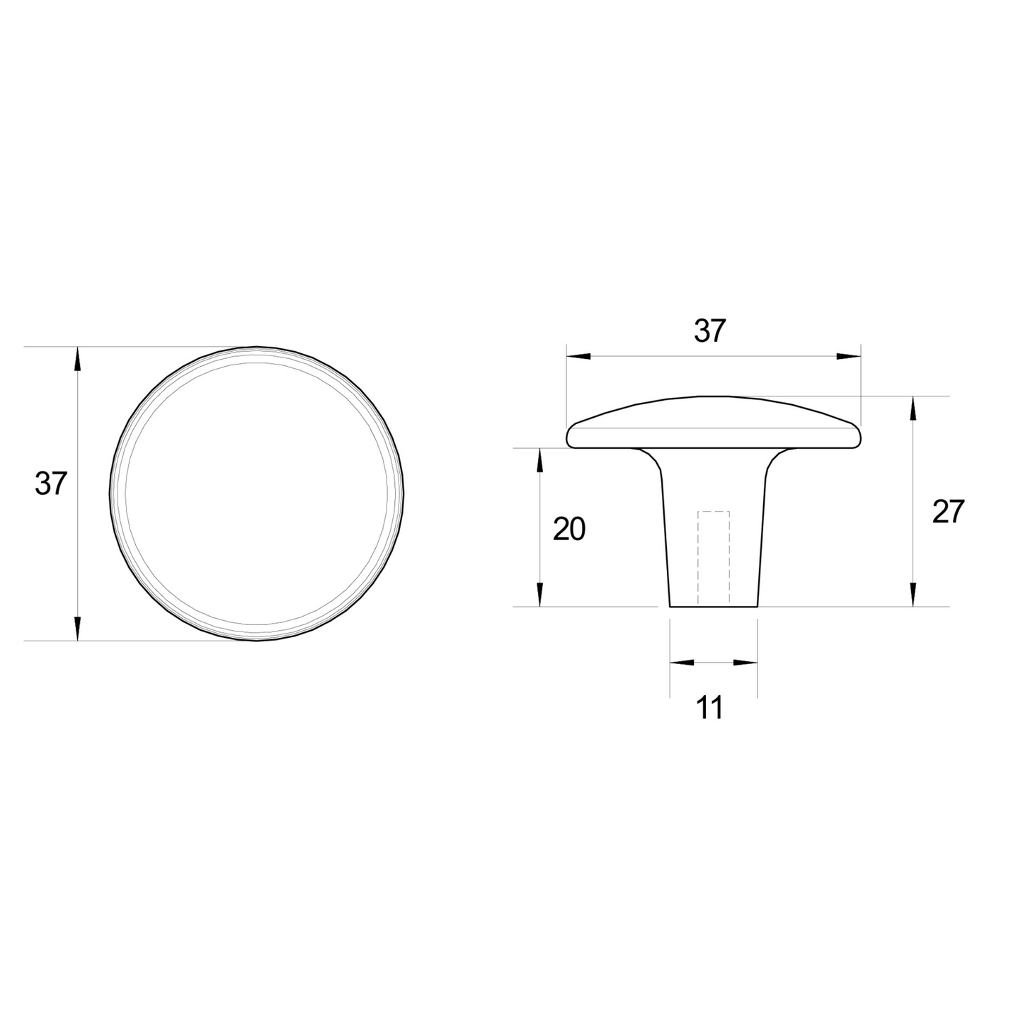 Kethy 37mm round cabinet knob, modern minimalist furniture handle for kitchen cabinets, drawers, and contemporary interior design