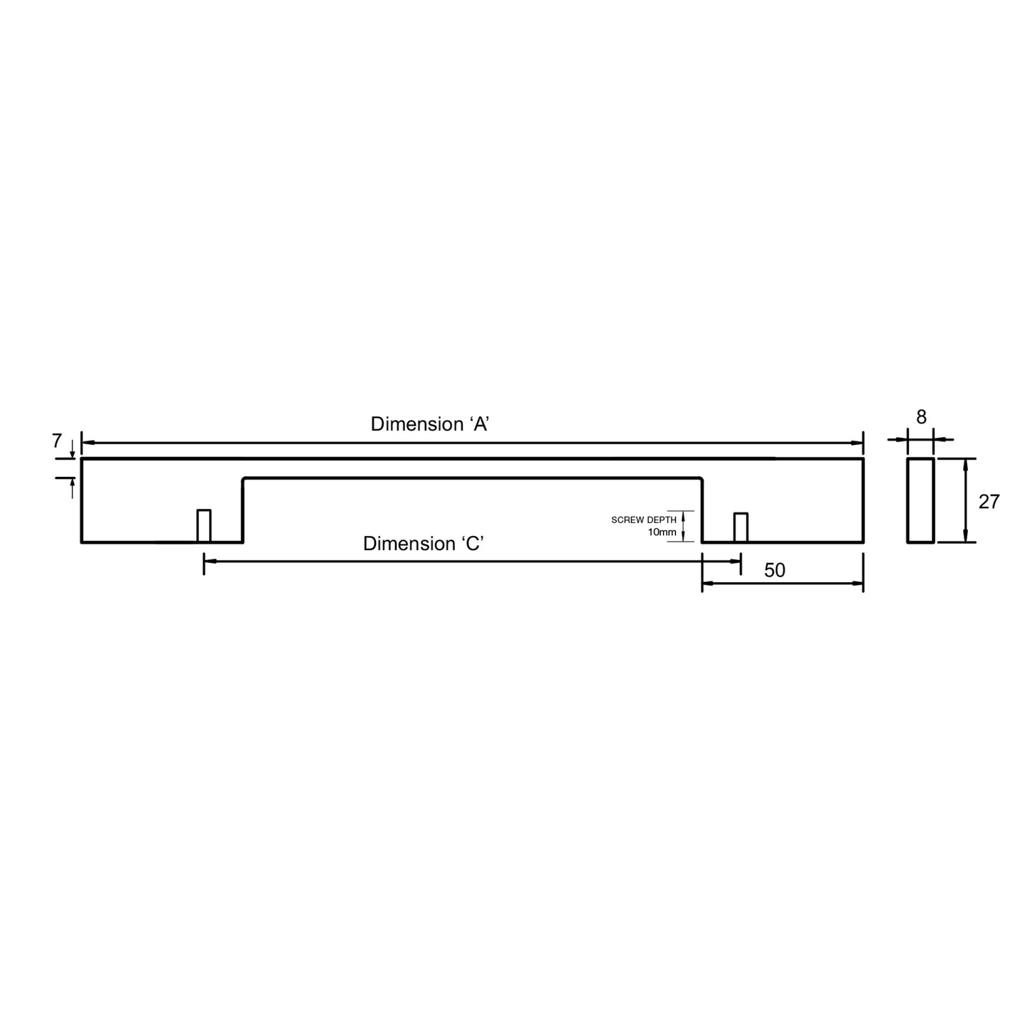 Kethy Sydney aluminium cabinet handle with sleek modern design, suitable for kitchen cupboards, drawers, and wardrobe doors