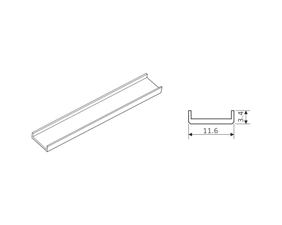 L&S 1.5m base channel for flexible LED strip reels – sturdy mounting profile for secure LED strip installation and even lighting.