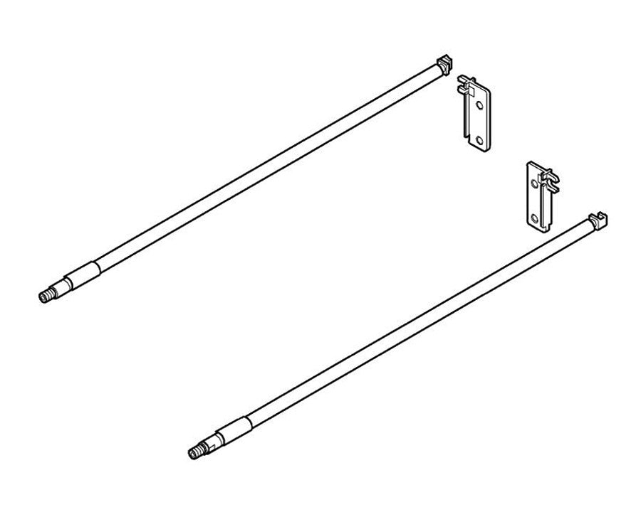 Blum METABOX Longside Gallery Rail In Cream. Size: 400mm. Includes: 2 Gallery Rods And 2 Gallery Back Fixings ZRE.371S.ID by W&B