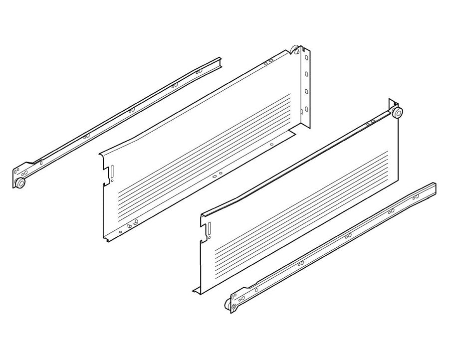Blum METABOX Single Extension Steel Sides. 150mm X 550mm. *Sides And Runners Only* by W&B