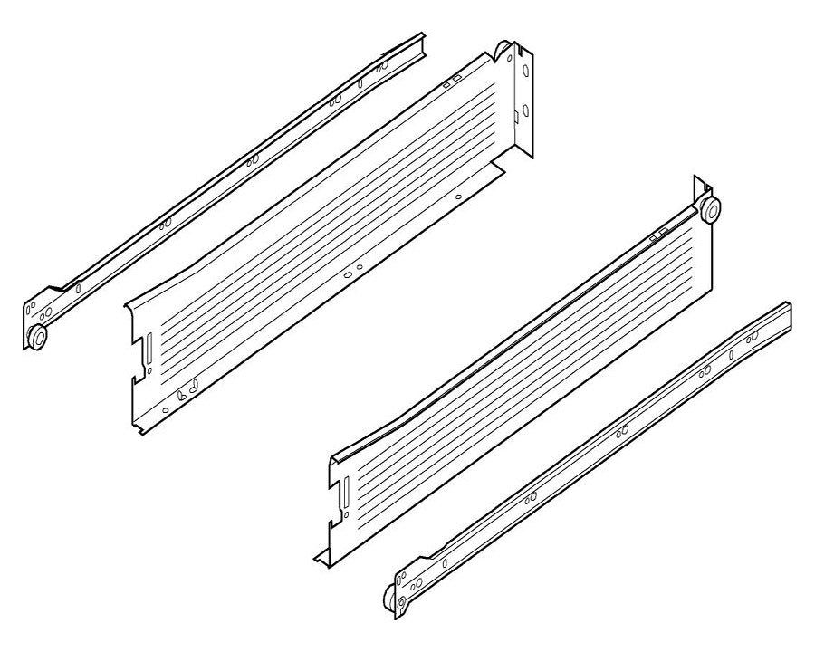 Blum METABOX Single Extension Steel Sides. 86mm X 500mm. *Sides And Runners Only* by W&B
