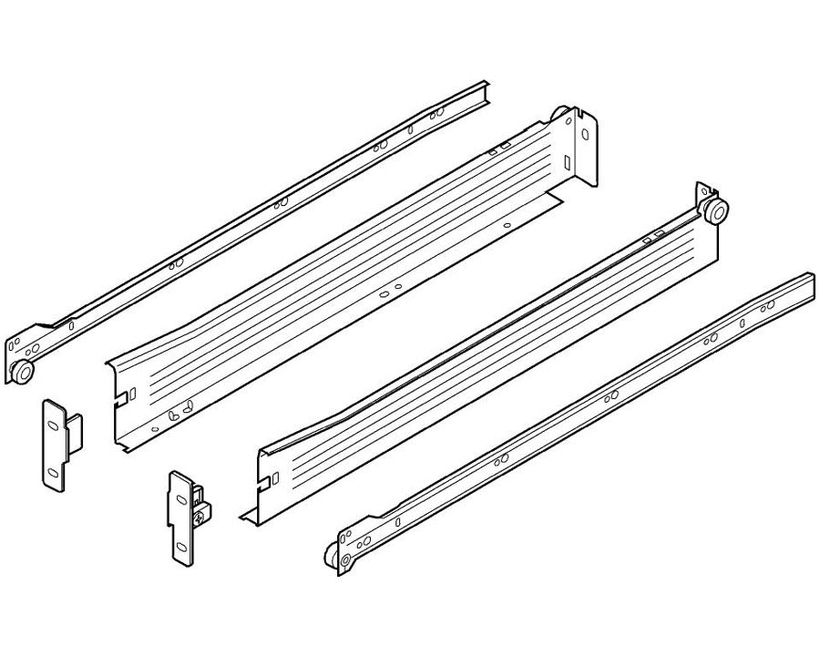Blum METABOX Single Extension Steel Sides. 54mm X 500mm. *Sides And Runners Only* by W&B