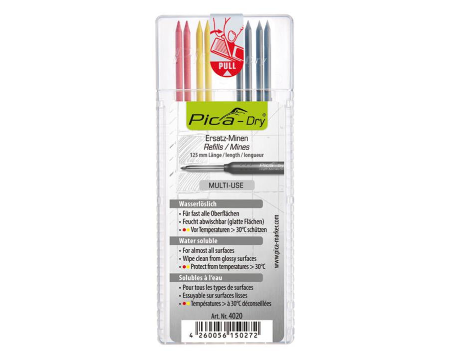 Set of 8 leads of Pica Dry Refills Mix Graphite/Red/Yellow by W&B
