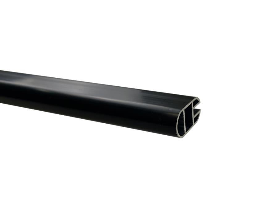 Aluminium Oval Wardrobe Rail in Black. Size: 3m. Thickness: 1.2mm. To suit L&S Mini Octopus Flexible Strip Reel