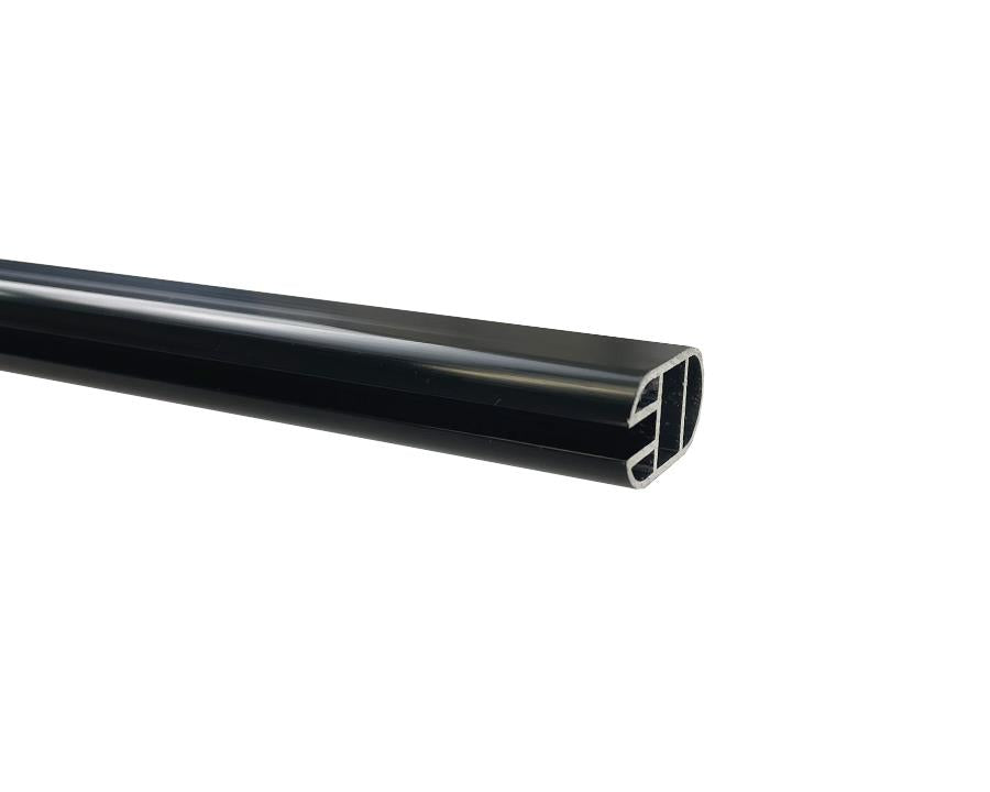 Aluminium Oval Wardrobe Rail in Black. Size: 3m. Thickness: 1.2mm. To suit L&S Mini Octopus Flexible Strip Reel
