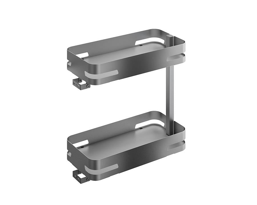 SIGE Materia Bottom Mount Soft Close Bottle Rack in Orion Grey with Silver Grey Base. For 300mm Carcase. Width: 260 - 268mm. Depth: 500mm. Height: 520mm