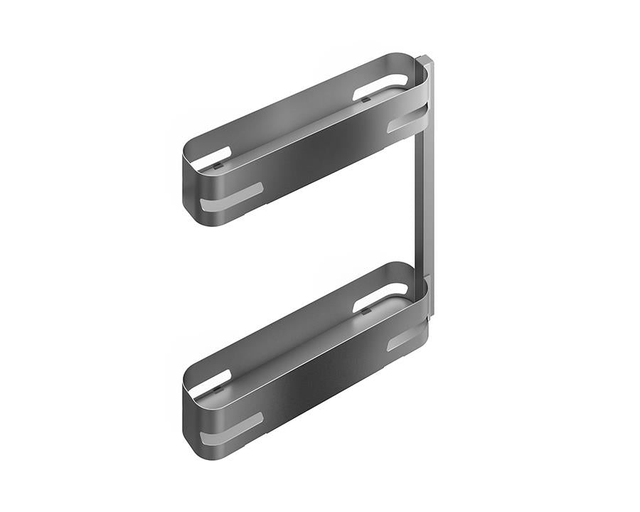 SIGE Materia Left Hand Side Mount Soft Close Bottle Rack | Orion Grey with Silver Grey base | 150mm carcase | (110mm W 500mm D 520mm H)