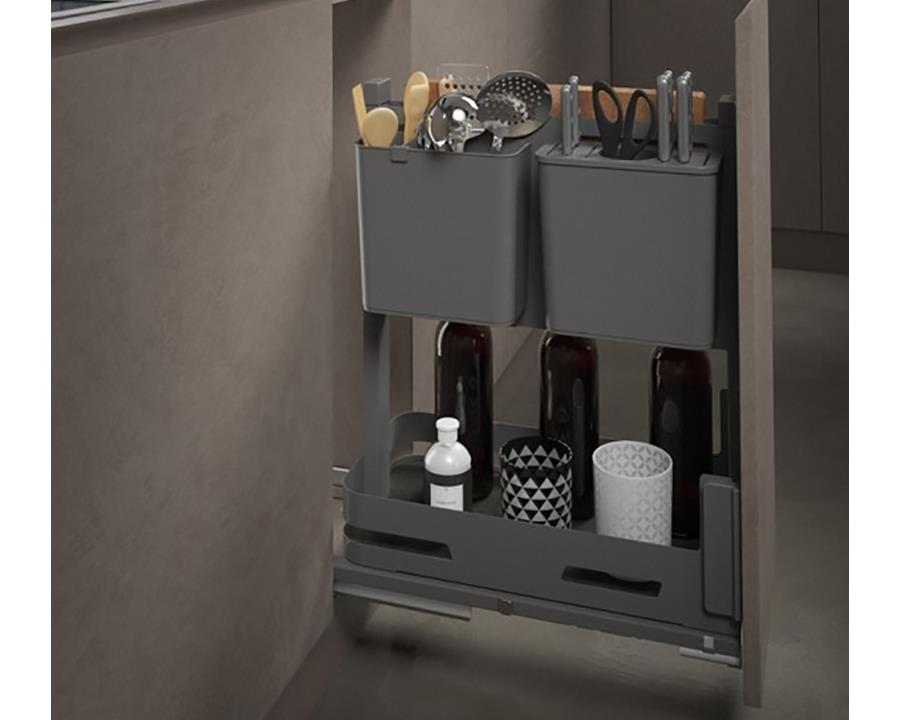 SIGE Materia Pull Out Organiser in Orion Grey | 300mm carcase | 260mm W 495mm D 574mm H | Weight Capacity: 30kg