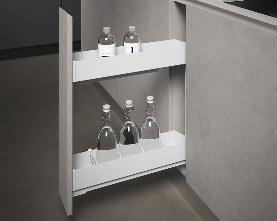 SIGE™ Pro Line Side Mount Soft Close Bottle Rack | White | 150mm Carcase