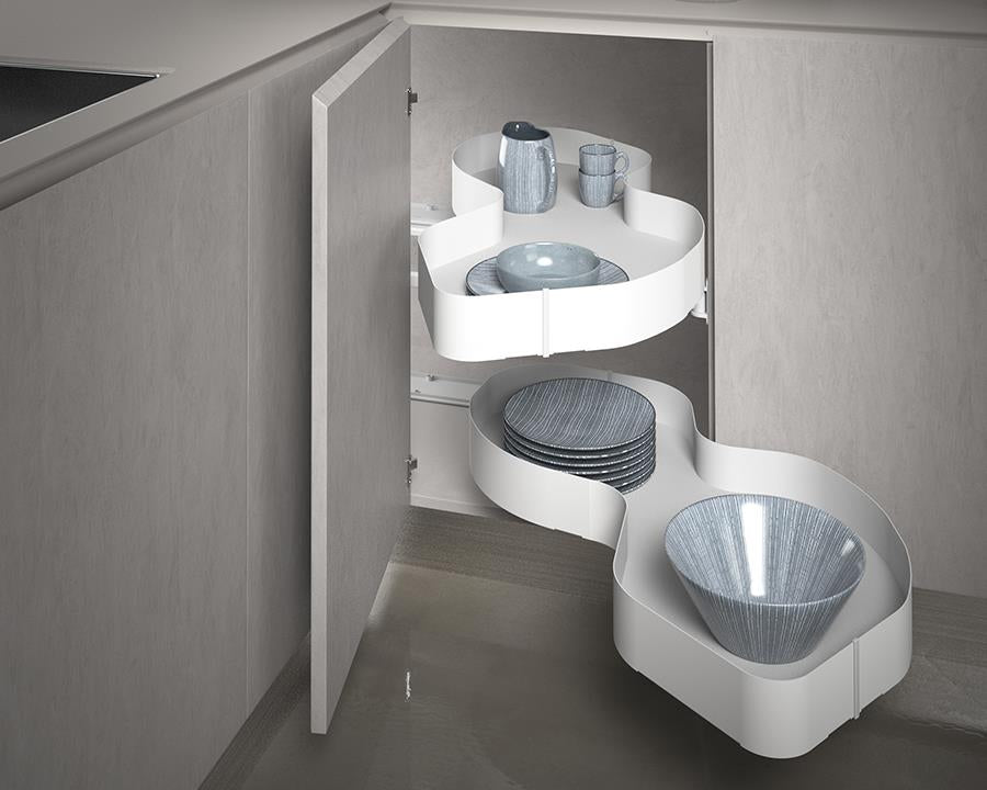 SIGE™ Pro Line Kidney Shelf | White | Right Hand Application | (900mm Carcase) Sold as Pair