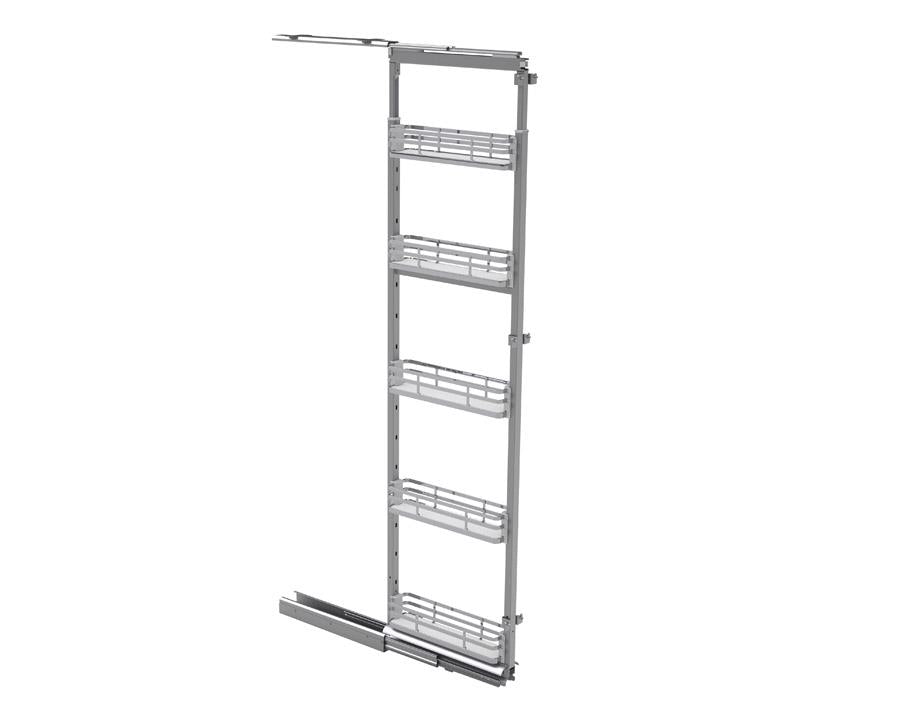 SIGE™ Pull Out 5 Soft Close Pantry | 200mm Carcase | Includes 80kg Runners, Brackets and 5 Chrome Baskets