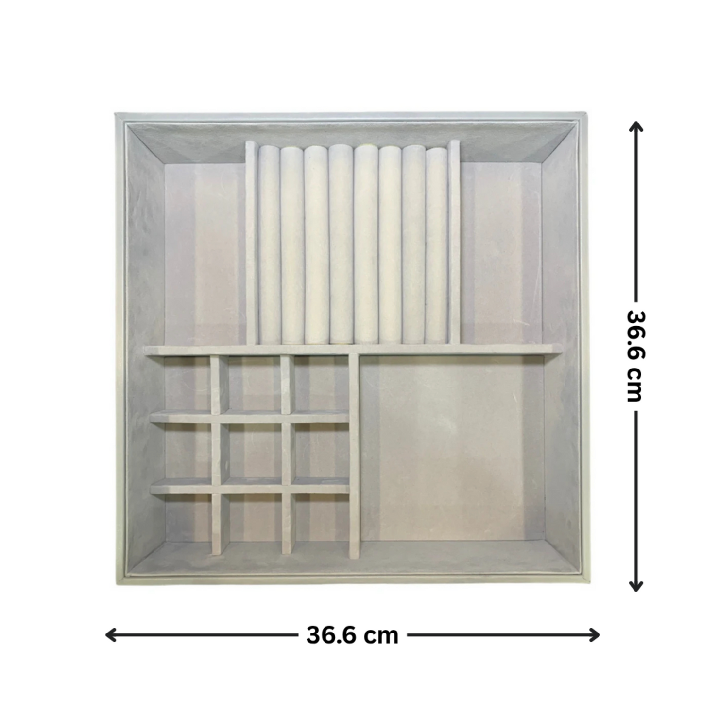 Jewellery and Accessory Tray - Grey Felt - 366mm x 366mm x 95mm
