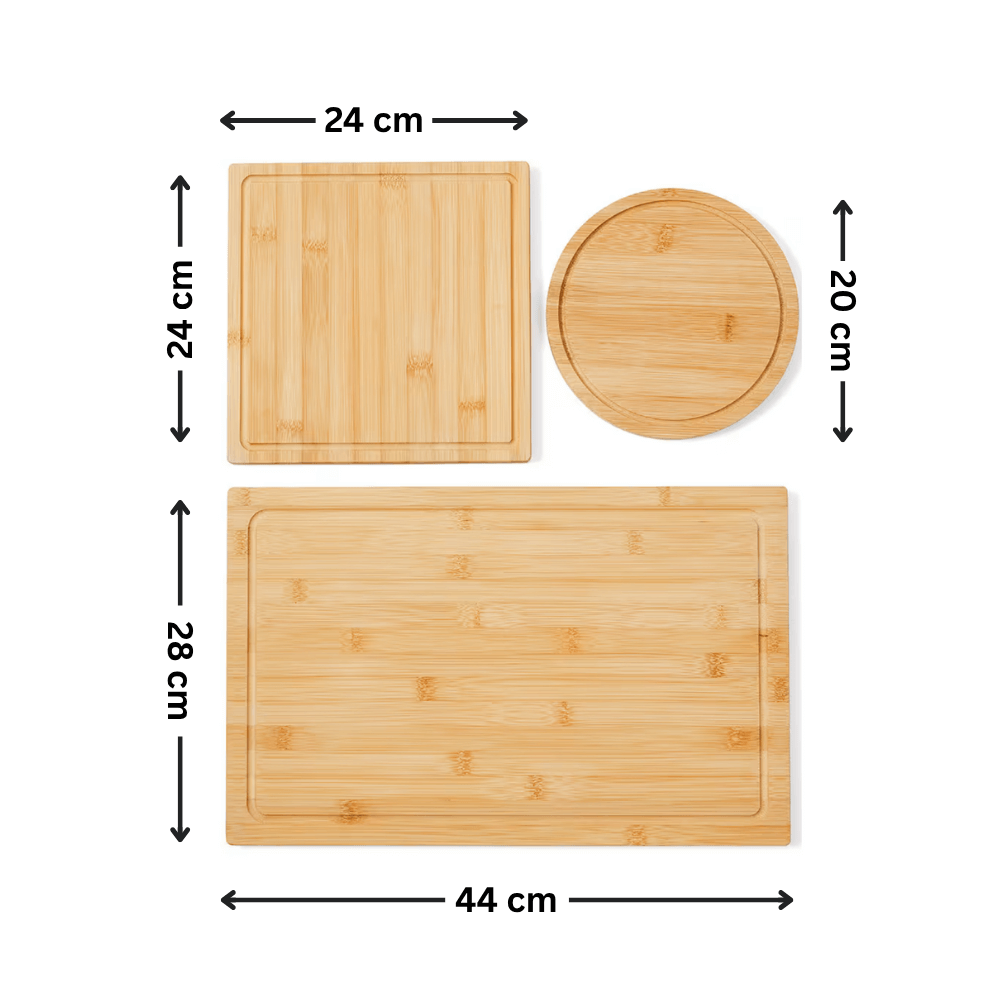 Set of 3 Bamboo Cutting Boards – Versatile and Durable Kitchen Essentials-1