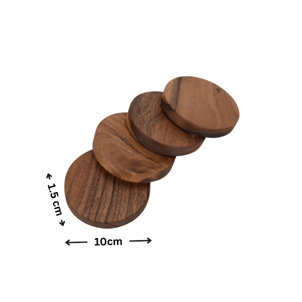 Set of 4 Acacia Wood Coasters – Protect Your Surfaces in Style-1