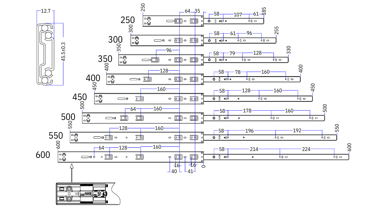 550mm soft close drawer slider heavy-duty under-mount runner for smooth, quiet drawer operation