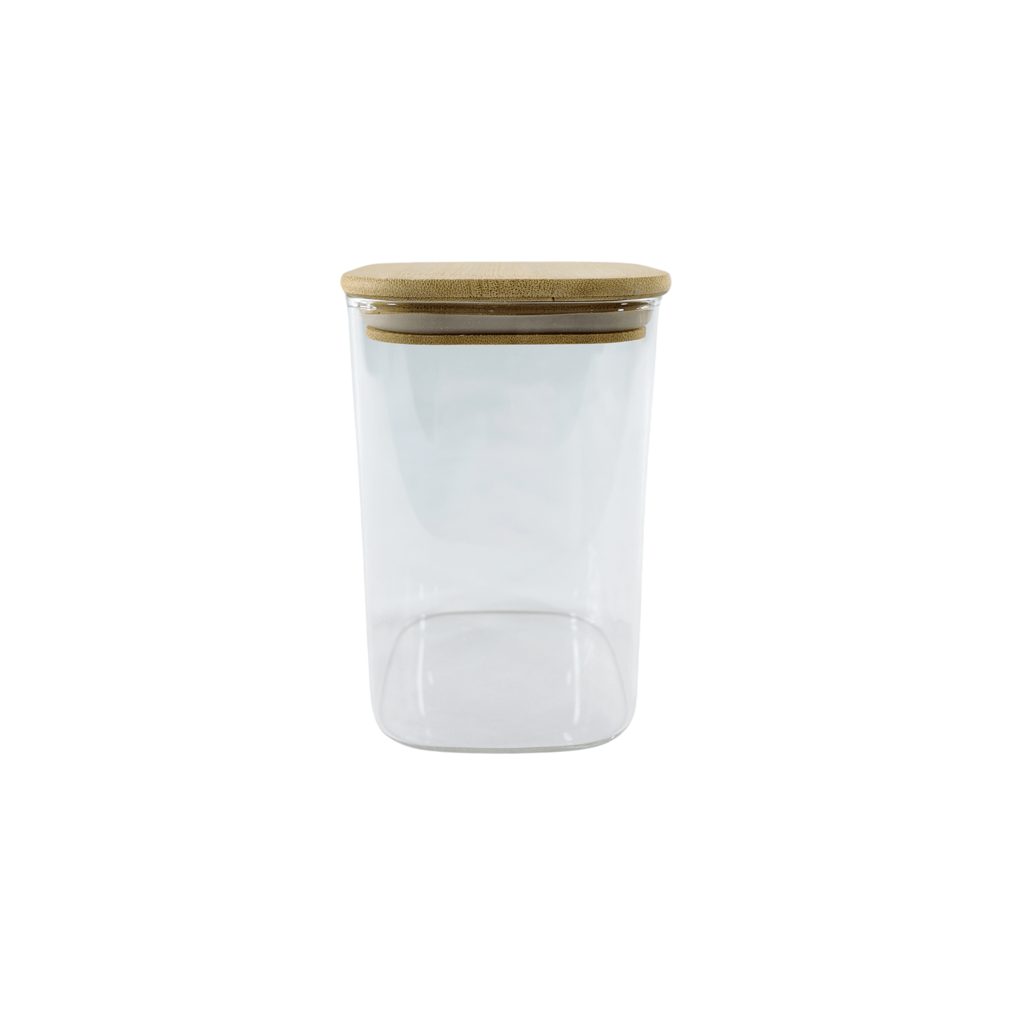 Square Glass Jar with Bamboo Lid – 1100ml Pantry Storage-2