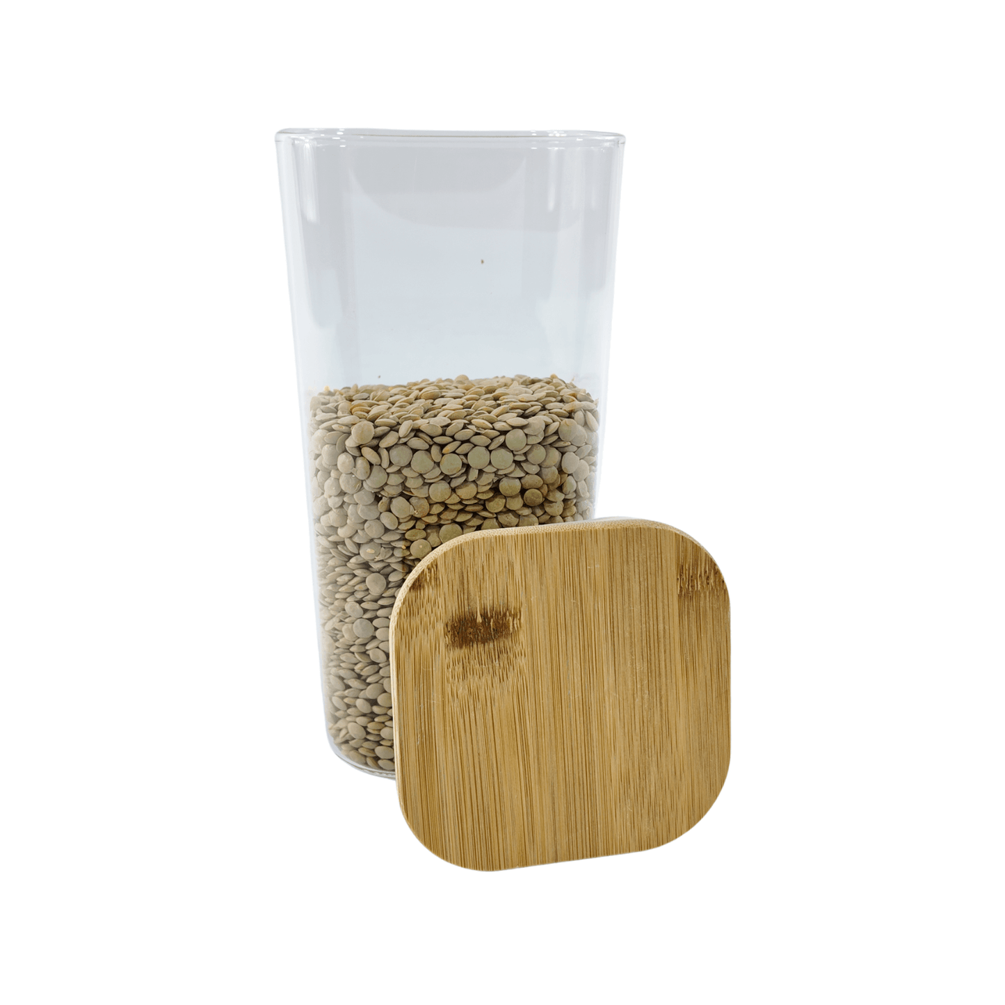 Square Glass Jar with Bamboo Lid – 1250ml Pantry Storage-3