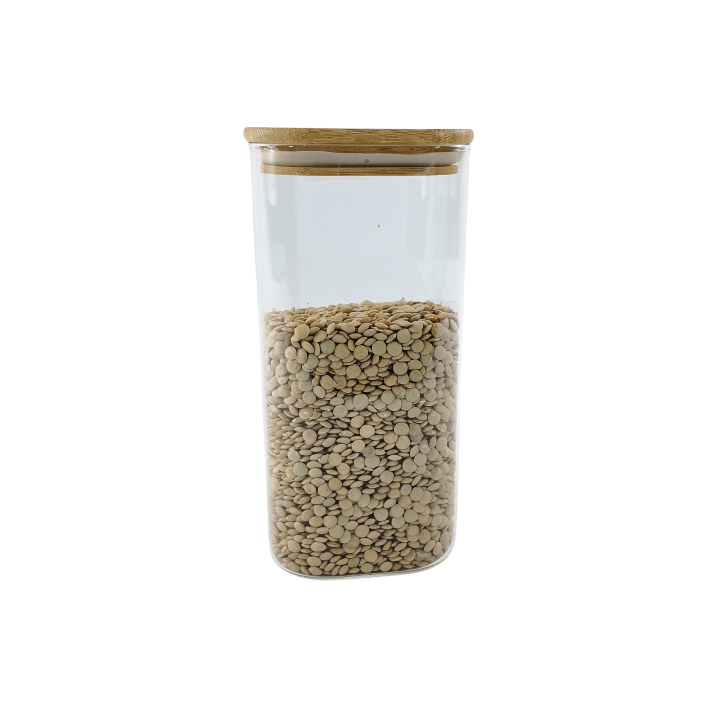 Square Glass Jar with Bamboo Lid – 1250ml Pantry Storage-0