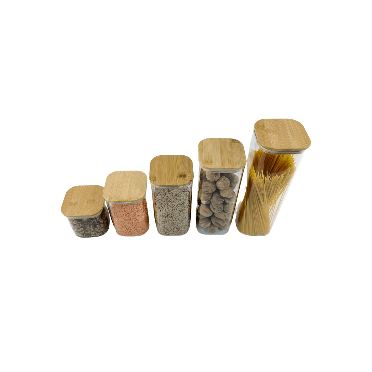Square Glass Jar with Bamboo Lid – 1250ml Pantry Storage-4
