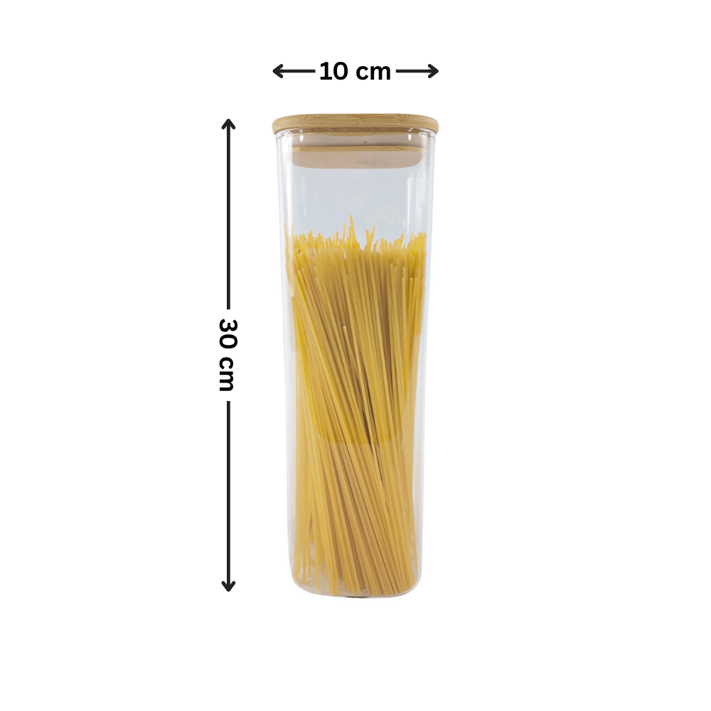 Square Glass Jar with Bamboo Lid – 2300ml Pantry Storage-1