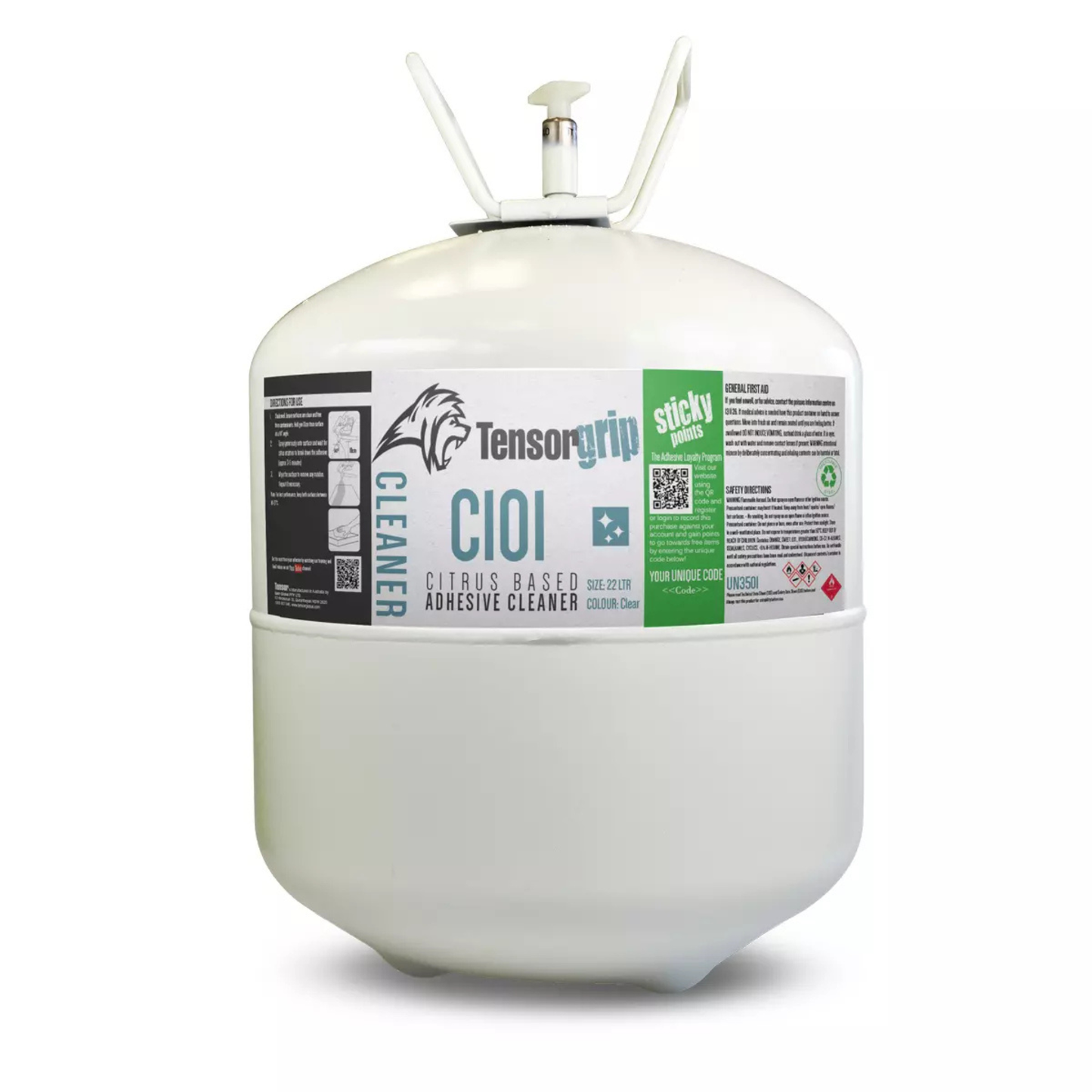 TensorGrip C101 Citrus Cleaner 22L canister – biodegradable citrus solvent adhesive cleaner and degreaser for surface prep on glass, timber, painted and plastic surfaces