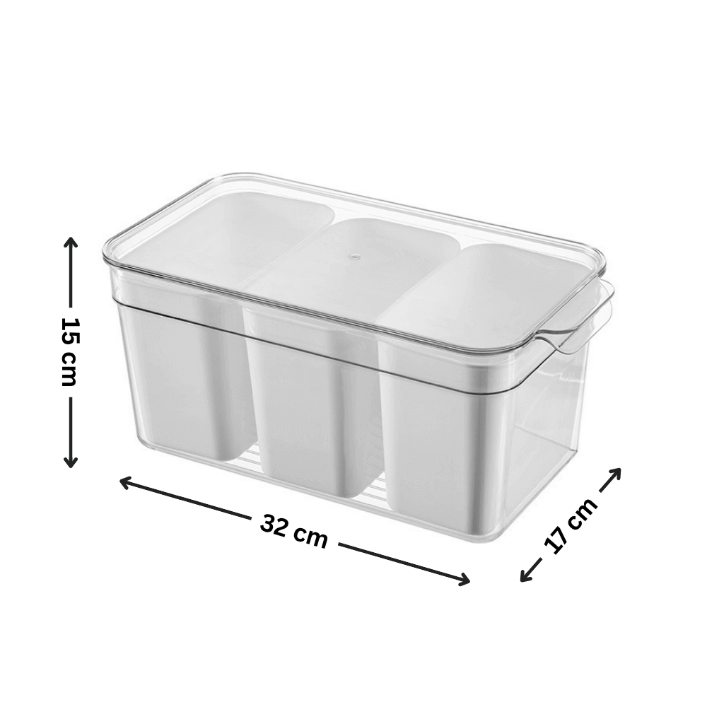 Triple Clear Fridge Organiser with Removable Baskets-1