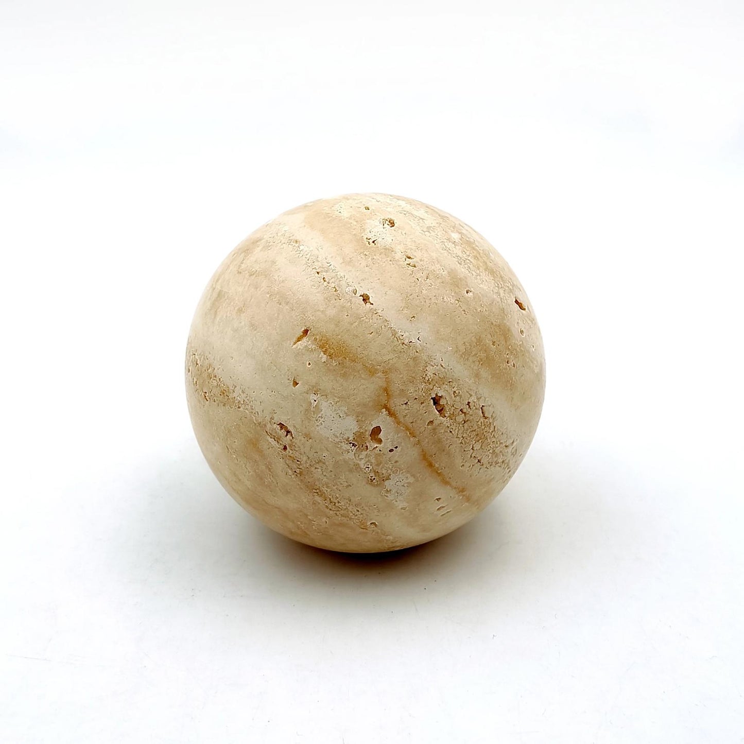 Classic Travertine Polished Marble Sphere – 100mm Diameter
