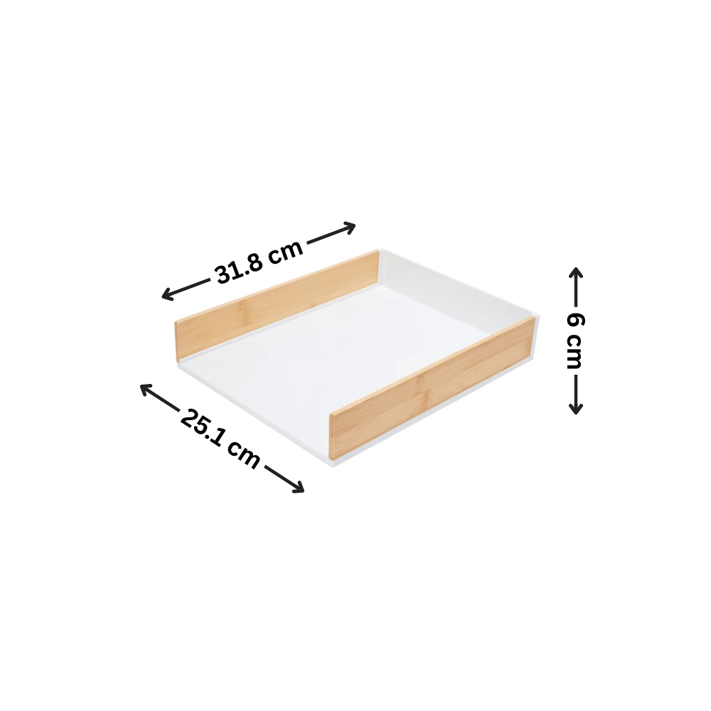 White Bamboo & Plastic Desk Tray for Organised Workspaces-1