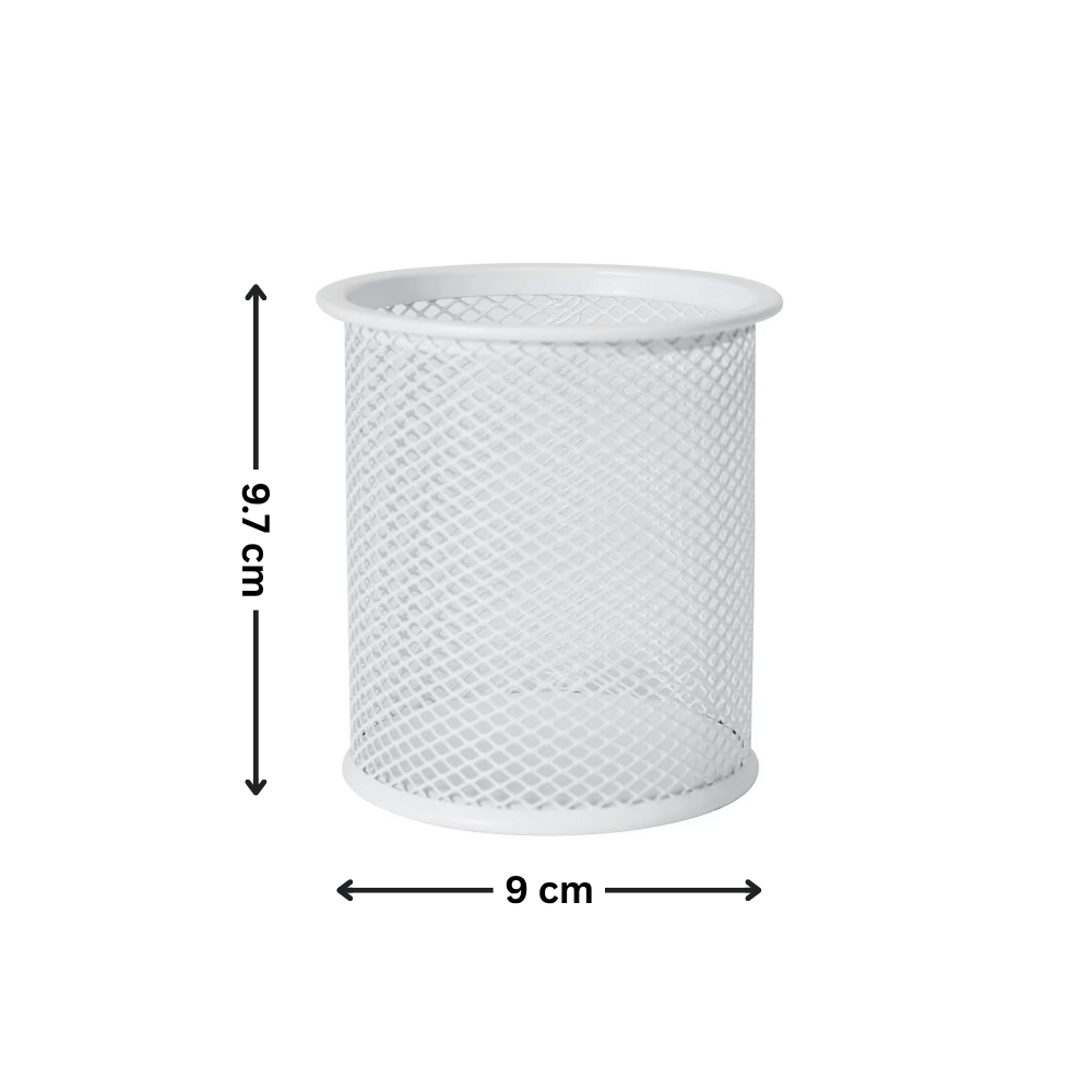 White Mesh Pen Cup for Desk Organisation-1