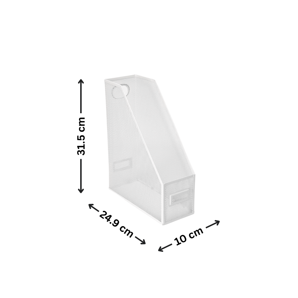 White Metal Magazine File Holder for Organised Storage-1