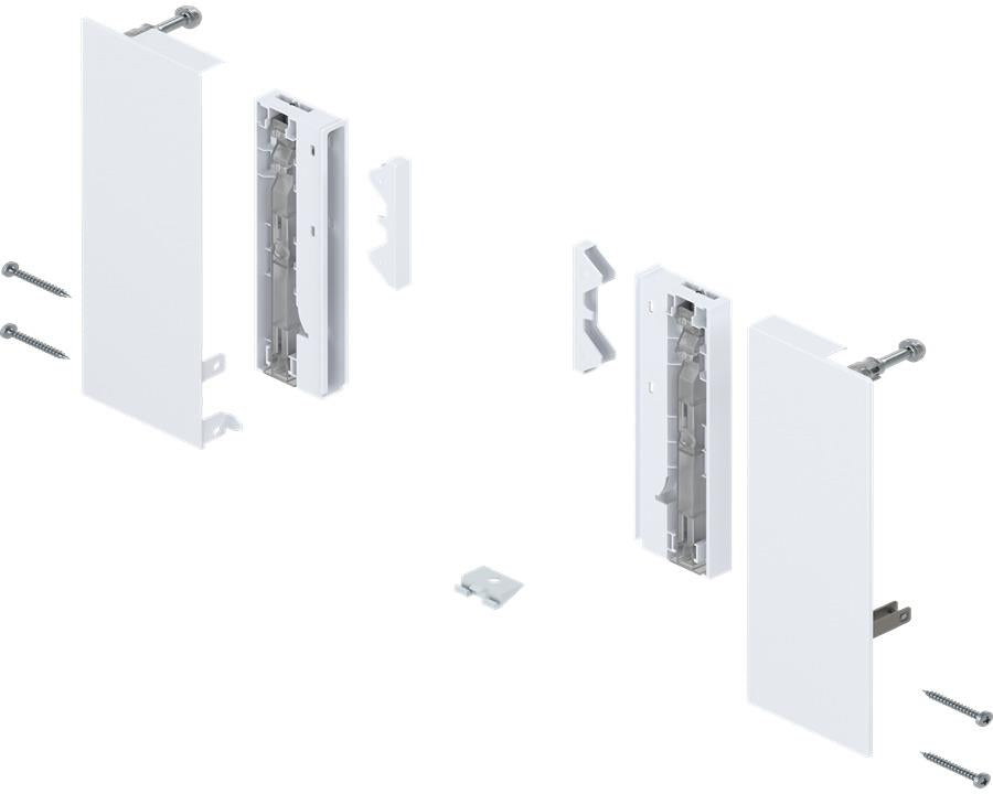 Blum MERIVOBOX Inner Drawer E Height Front Fixing Brackets for Glass Silk White. ZI4.4MS1 by W&B