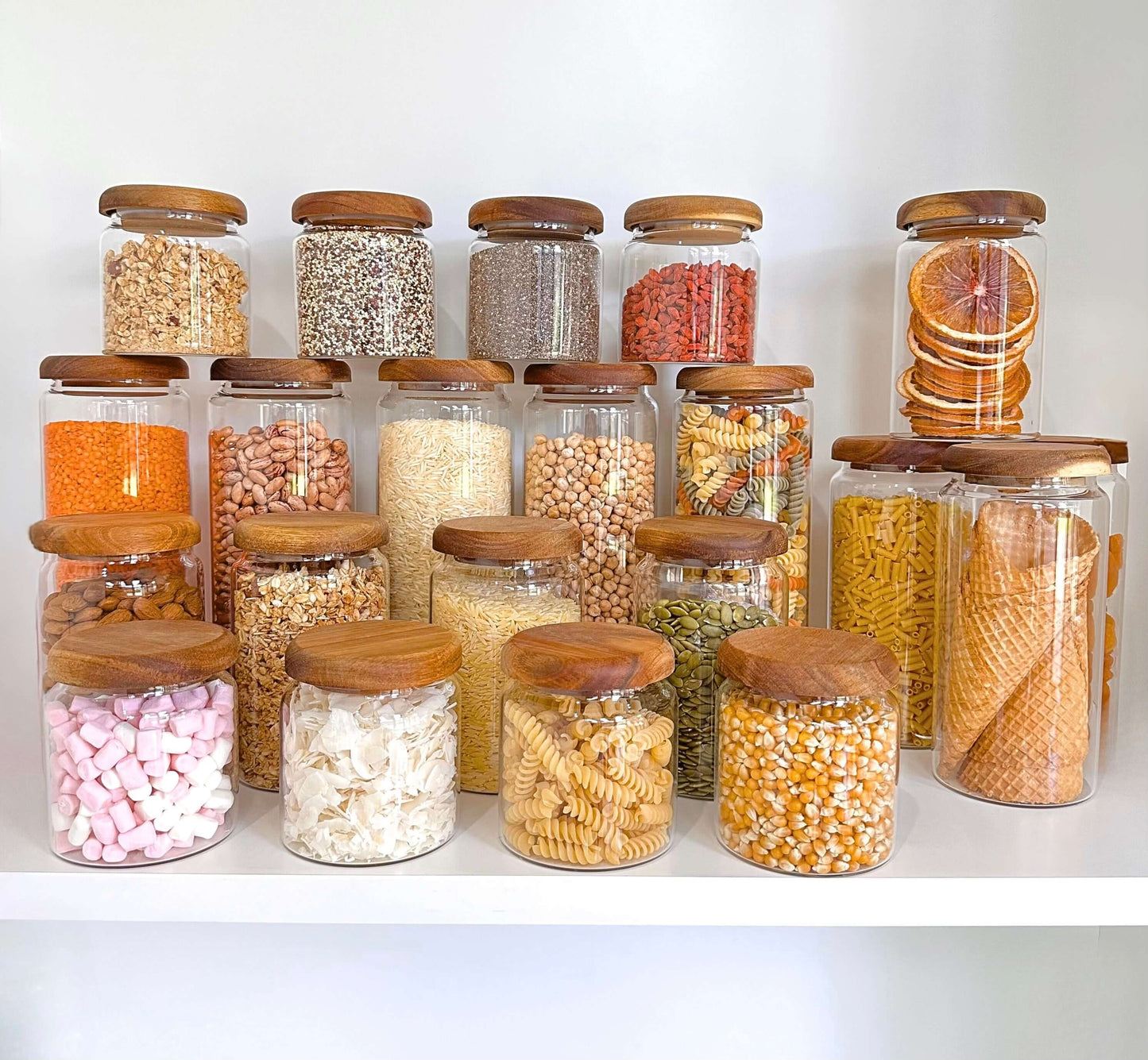 1200ml Acacia Glass Jar – Airtight Kitchen Storage-3