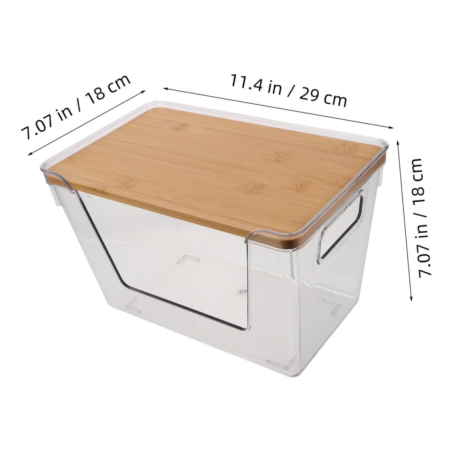 Clear Storage Container with Bamboo Lid – 29cm-1