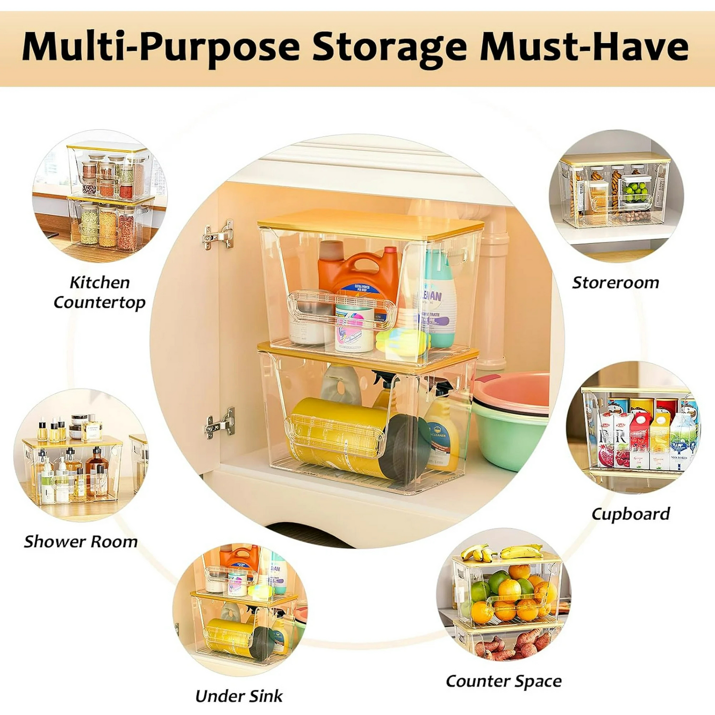 Clear Storage Container with Bamboo Lid – 29cm-4