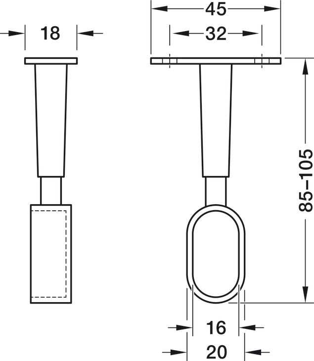 Oval Pillar End Adjustable | 16mm | Chrome
