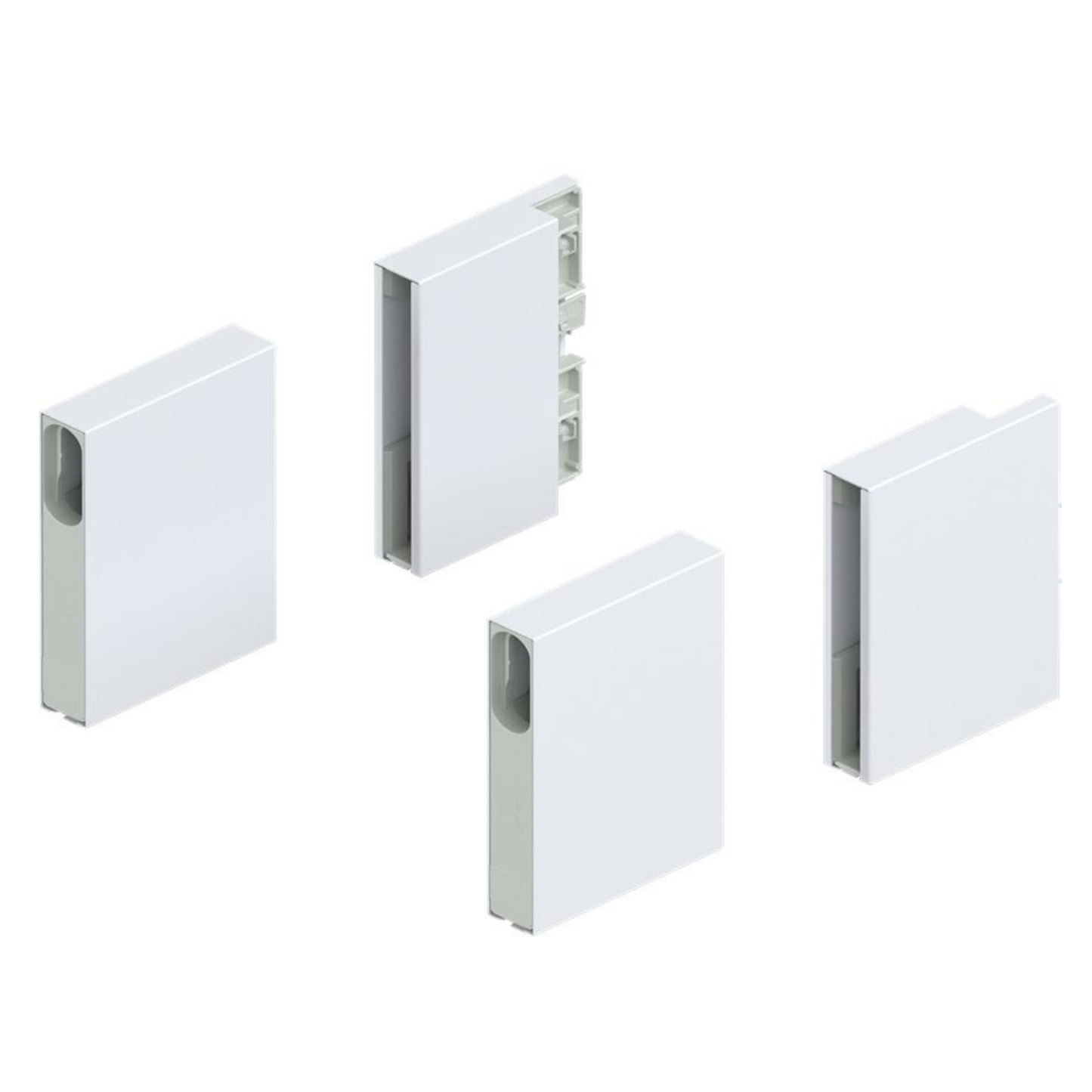 Blum MERIVOBOX BOXCOVER Front and Back Brackets. Left and Right Silk White by W&B