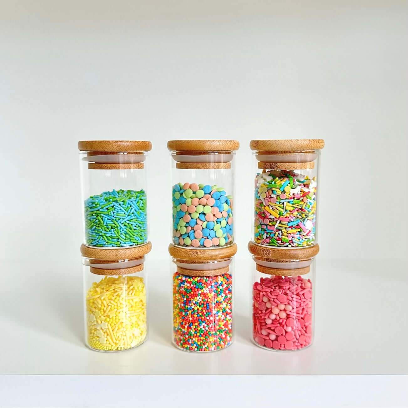 Round Bamboo Glass Pantry Container Set – 35 Pack-3