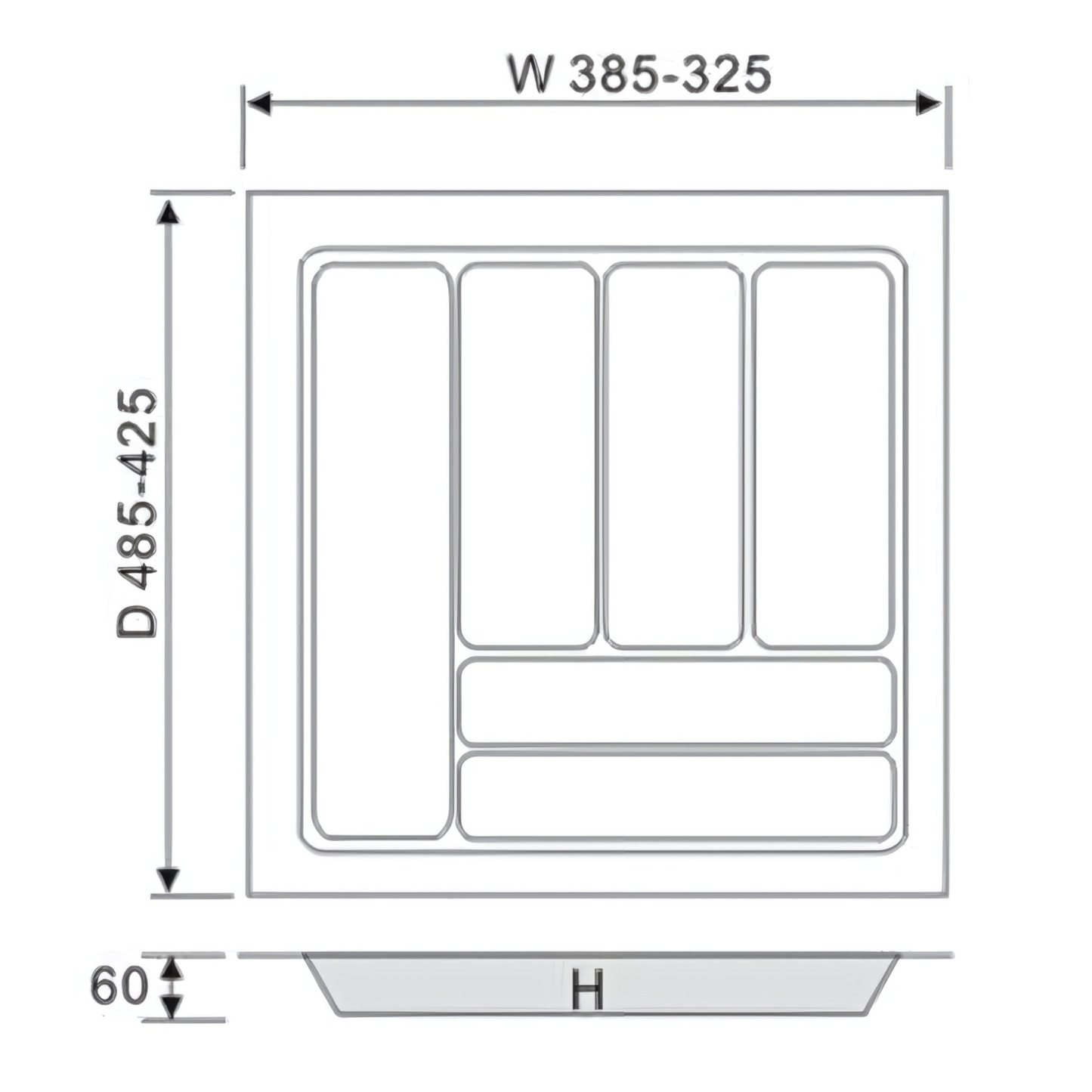 White Cutlery Tray 430x480mm-1