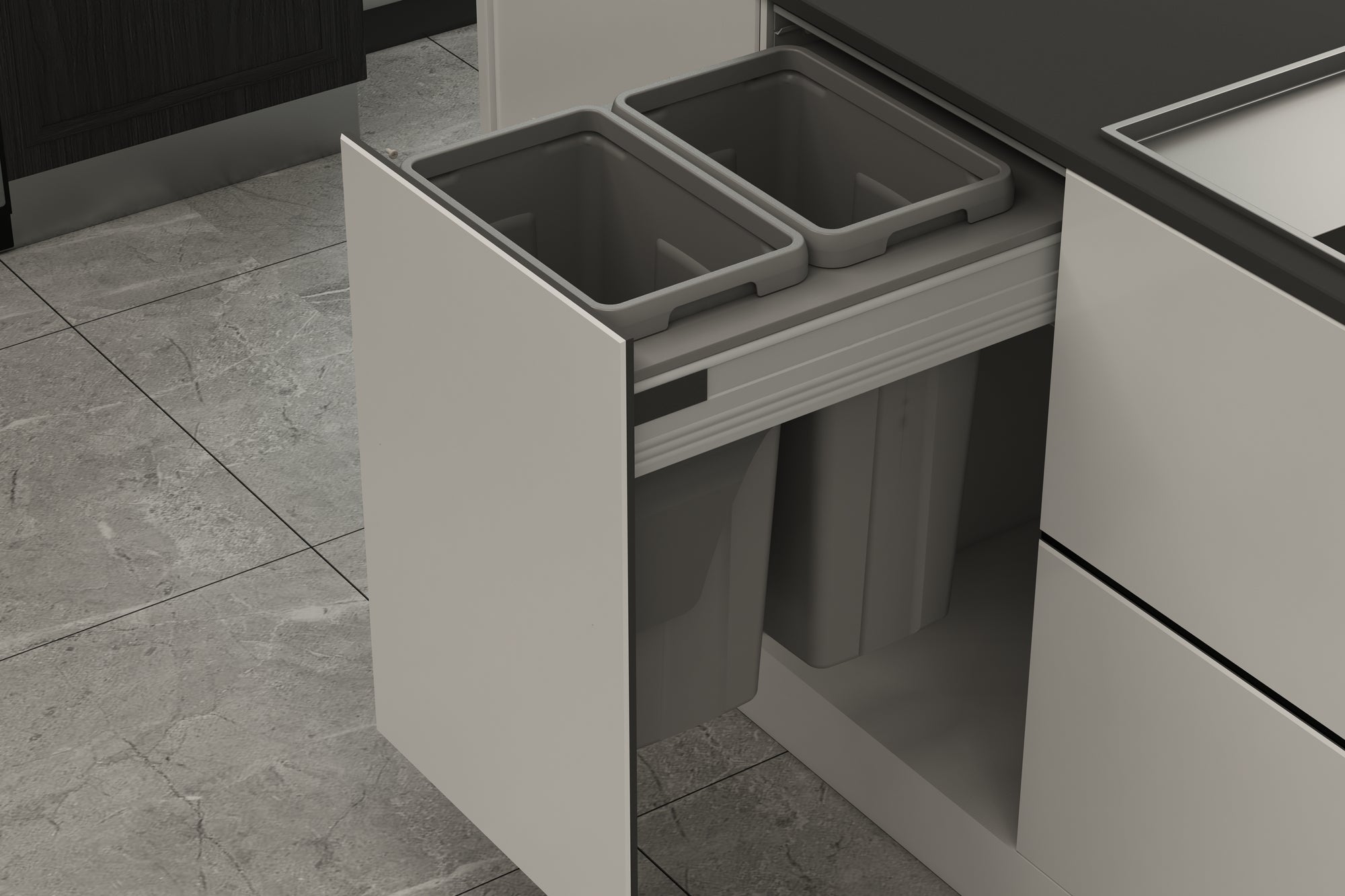 Pull out bin - 450mm cabinet - Imperial Glass and Timber