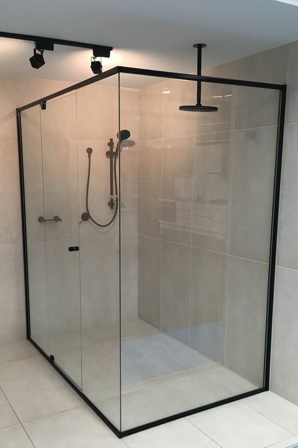 Semi frameless store shower