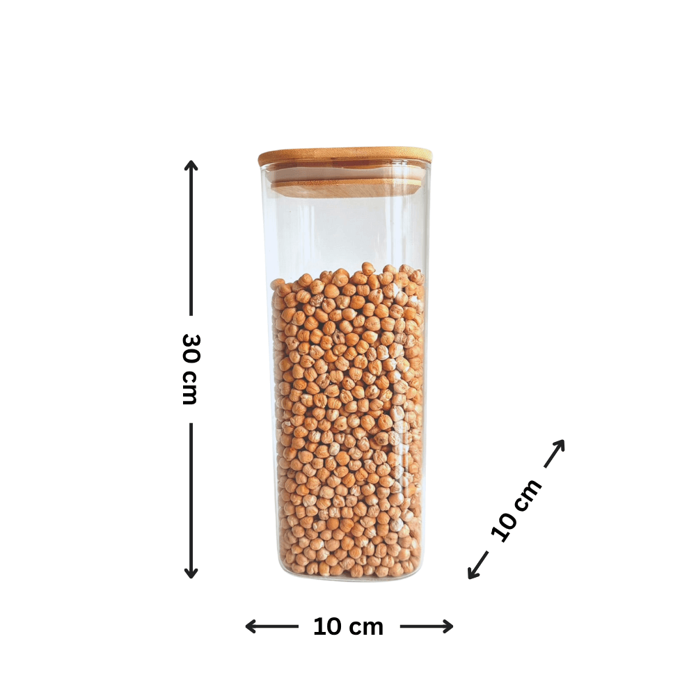Square Bamboo Pantry Jars – 12-Pack Glass Storage Set-3