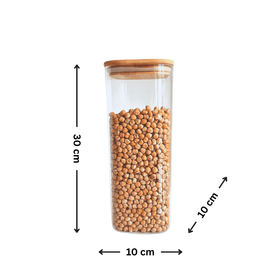 Square Bamboo Pantry Jars – 12-Pack Glass Storage Set