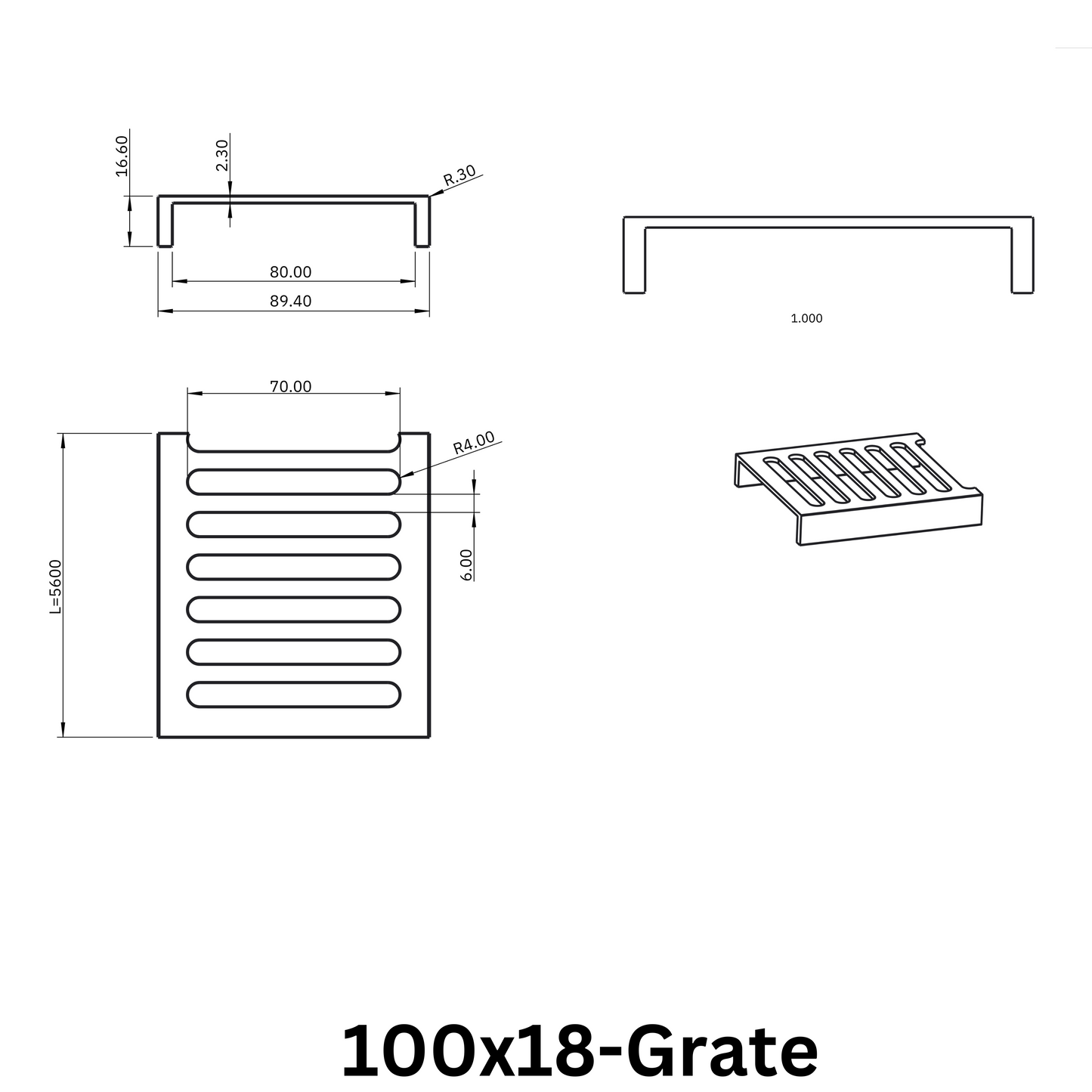 Aluminium Grate Drainer | Brushed Silver