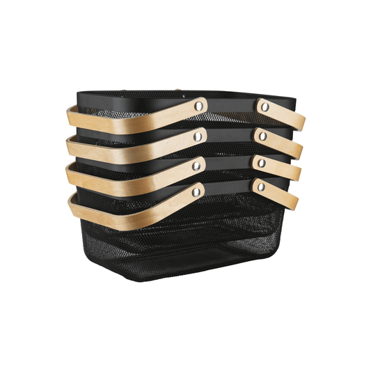 Black Mesh Large Handy Storage Basket – 4 Pack-0
