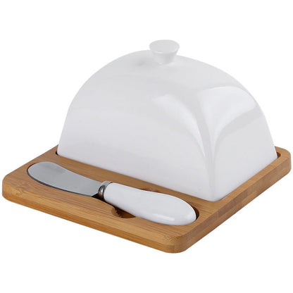 Ceramic Butter Dish with Bamboo Base-2