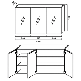 Pencil-Edged Shaving Cabinet 1200x750mm